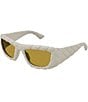 Color:Chalk White - Image 1 - Unisex Intrecciato 56mm Oval Sunglasses