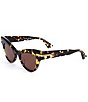 Color:Havana - Image 1 - Women's BV1004S 47mm Cheetah Print Cat Eye Sunglasses