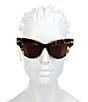 Color:Havana - Image 2 - Women's BV1004S 47mm Cheetah Print Cat Eye Sunglasses