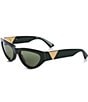 Color:Green - Image 1 - Women's BV1176 New Triangle Acetate 55mm Cat Eye Sunglasses