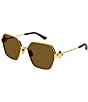 Color:Gold - Image 1 - Women's BV1224S 57mm Square Sunglasses