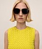 Color:Gold - Image 3 - Women's BV1237S 57mm Square Sunglasses