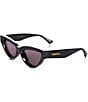 Color:Black - Image 1 - Women's BV1249S Edgy 53mm Cat Eye Sunglasses