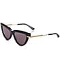 Color:Black - Image 1 - Women's BV1265S Minimalist 54mm Cat Eye Sunglasses