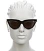 Color:Black - Image 2 - Women's BV1265S Minimalist 54mm Cat Eye Sunglasses
