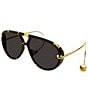 Women's Gold Abstract Detailing Drop 63mm Shield Sunglasses - Image 4