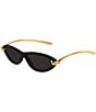 Bottega Veneta New Knot 56mm Cat Eye Statment Sunglasses, Color:Shiny Black - Image 1