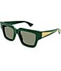 Color:Dark Green - Image 1 - Women's Nude Triangle 52mm Square Sunglasses