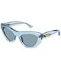 Bottega Veneta Women's Transparent Curvy 53mm Cat Eye Sunglasses, Color:Transparent Light Blue - Image 1