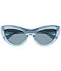 Bottega Veneta Women's Transparent Curvy 53mm Cat Eye Sunglasses, Color:Transparent Light Blue - Image 2