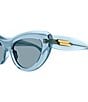 Bottega Veneta Women's Transparent Curvy 53mm Cat Eye Sunglasses, Color:Transparent Light Blue - Image 3