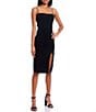 Color:Black - Image 1 - Bow Back Ruched Side Slit Dress