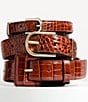 BRAHMIN 0.75#double; Classic Croco Embossed Leather Belt, Color:Pecan - Image 3