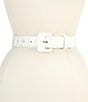 BRAHMIN 1.38#double; Classic Vintage Croco Embossed Leather Belt, Color:Sea Salt - Image 1
