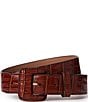 BRAHMIN 1.38#double; Classic Vintage Croco Embossed Leather Belt, Color:Pecan - Image 1