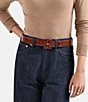 BRAHMIN 1.38#double; Classic Vintage Croco Embossed Leather Belt, Color:Pecan - Image 2