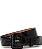 BRAHMIN 1.38#double; Classic Vintage Croco Embossed Leather Belt, Color:Black - Image 1