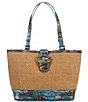 BRAHMIN Abloom Collection Medium Raffia Asher Tote Bag - Image 1