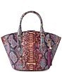 BRAHMIN Ametrine Collection Snakeskin Dewberry Jenny Satchel Bag, Color:Dewberry - Image 1