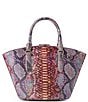 BRAHMIN Ametrine Collection Snakeskin Dewberry Jenny Satchel Bag, Color:Dewberry - Image 2