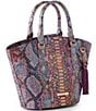 BRAHMIN Ametrine Collection Snakeskin Dewberry Jenny Satchel Bag, Color:Dewberry - Image 4