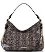 Color:Espresso - Image 1 - Caswell Collection Heather Animal Print Leather Shoulder Bag