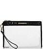 BRAHMIN Clarisse Transparent Contrast Trim Travel Pouch Wristlet, Color:Black - Image 1