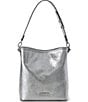 BRAHMIN Duchess Collection Silver Metallic Celina Bucket Shoulder Bag, Color:Silver - Image 1
