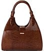 BRAHMIN Jardim Collection Adrian Raffia Buckle Detail Satchel Bag, Color:Caramel - Image 2