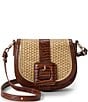 BRAHMIN Jardim Collection Briar Raffia Buckle Detail Crossbody Bag, Color:Caramel - Image 1