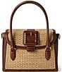 BRAHMIN Jardim Collection Small Hallie Raffia Buckle Detail Satchel Bag, Color:Caramel - Image 1
