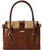 BRAHMIN Jardim Collection Small Hallie Raffia Buckle Detail Satchel Bag, Color:Caramel - Image 2