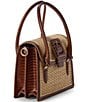 BRAHMIN Jardim Collection Small Hallie Raffia Buckle Detail Satchel Bag, Color:Caramel - Image 4