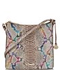 Color:Multi - Image 1 - Knightley Collection Katie Rainbow Snake Print Crocodile-Embossed Leather Crossbody Bag