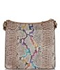Color:Multi - Image 2 - Knightley Collection Katie Rainbow Snake Print Crocodile-Embossed Leather Crossbody Bag