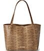 BRAHMIN Light Pecan Bonaire Collection Snake Print Mona Tote Bag - Image 1