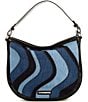 BRAHMIN Lismore Collection Retro Blue Denim Small Kathleen Shoulder Bag - Image 1