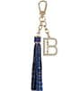 Color:Neptune - Image 1 - Melbourne Collection Neptune Metallic #double;B#double; Charm Leather Tassel Keychain