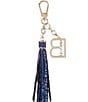 Color:Neptune - Image 2 - Melbourne Collection Neptune Metallic #double;B#double; Charm Leather Tassel Keychain