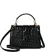 BRAHMIN Melbourne Collection Black Hallie Satchel Bag, Color:Black - Image 1