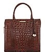 BRAHMIN Melbourne Collection Caroline Crocodile-Embossed Satchel Bag, Color:Pecan - Image 1