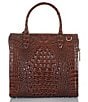 BRAHMIN Melbourne Collection Caroline Crocodile-Embossed Satchel Bag, Color:Pecan - Image 2