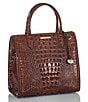 BRAHMIN Melbourne Collection Caroline Crocodile-Embossed Satchel Bag, Color:Pecan - Image 3