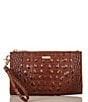Color:Pecan - Image 1 - Melbourne Collection Crocodile-Embossed Daisy Wristlet