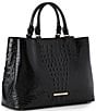 BRAHMIN Melbourne Collection Denise Satchel Bag, Color:Black - Image 4