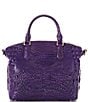 Color:Royal Purple - Image 2 - Melbourne Collection Duxbury Leather Crocodile-Embossed Satchel Bag