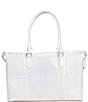 Color:Shell White - Image 2 - Melbourne Collection Duxbury Crocodile-Embossed Leather Weekender Bag