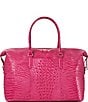 Color:Paradise Pink - Image 2 - Melbourne Collection Paradise Pink Duxbury Leather Weekender Bag