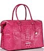 Color:Paradise Pink - Image 4 - Melbourne Collection Paradise Pink Duxbury Leather Weekender Bag