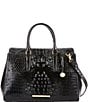 Color:Black - Image 1 - Melbourne Collection Finley Leather Crocodile-Embossed Carryall Satchel Tote Bag